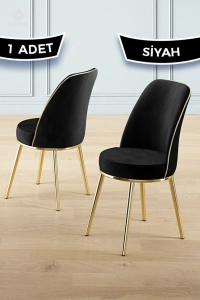 Pefa Serisi 1 Adet Gri Mutfak Sandalyesi Gold Kaplama Metal Ayak 1. Sınıf Babyface Kumaş 2